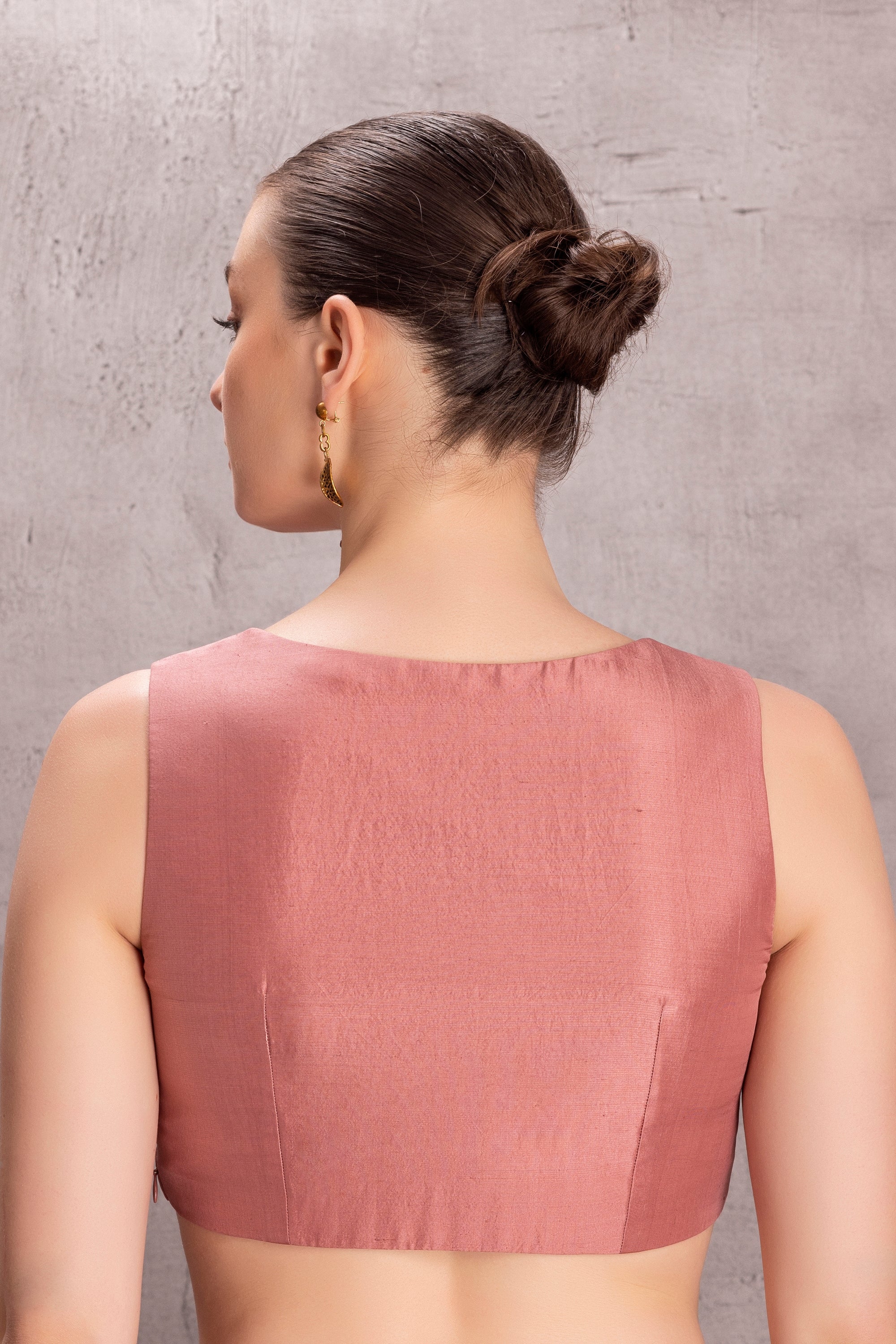 Dusty Pink Organza Saree Comes With Organic Cotton Stitched Petticoat (2 Pcs)