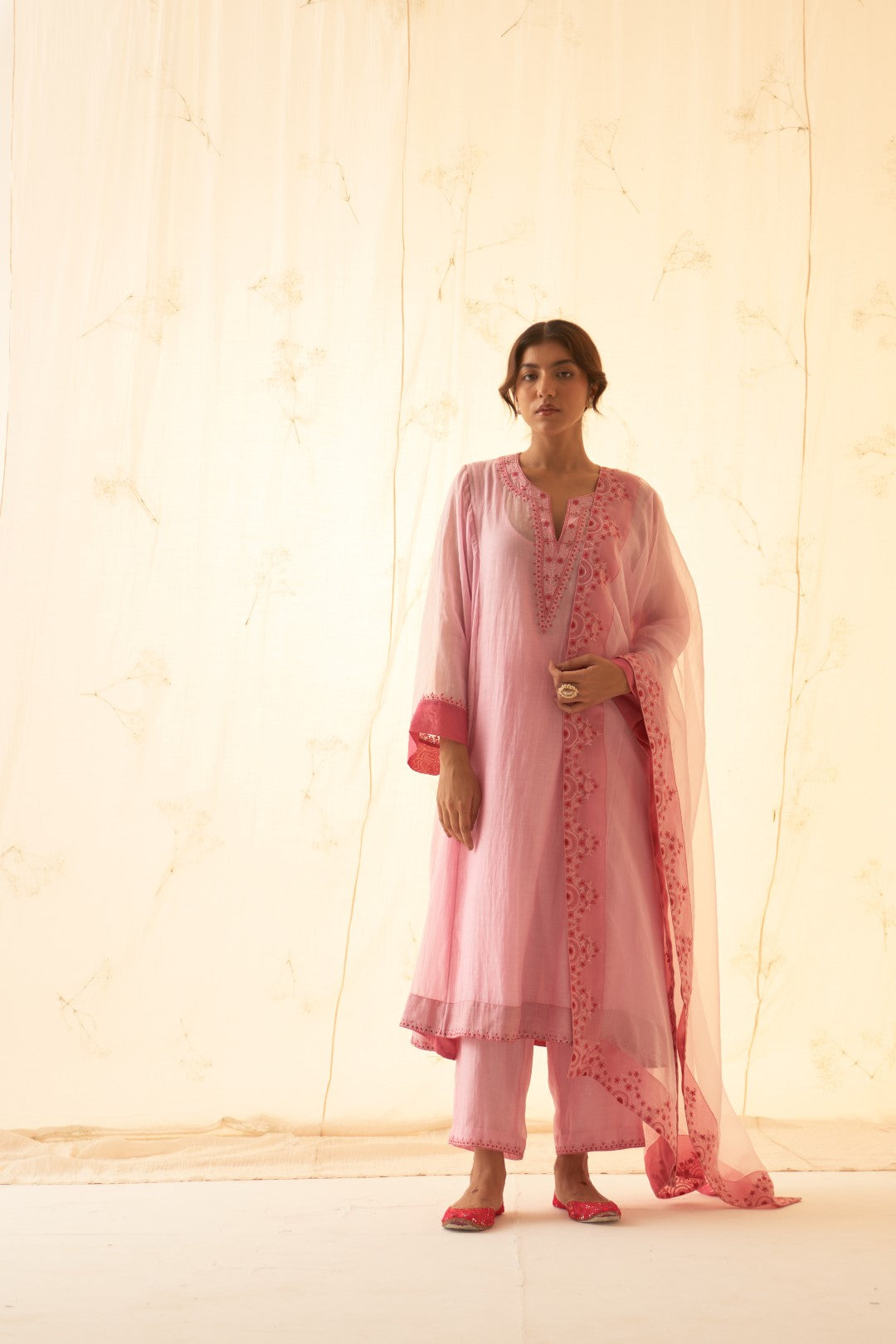 Pink Embroidered Kurta Set