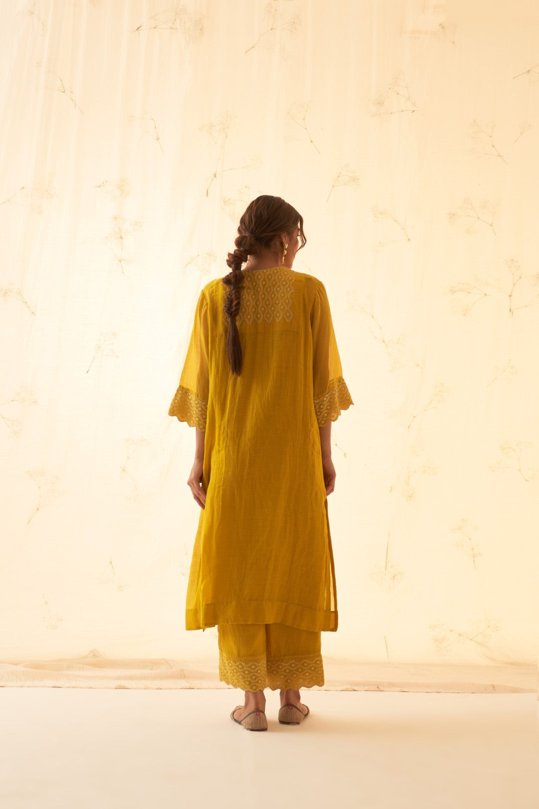 Yellow With Tonal Embroidery Kurta Set
