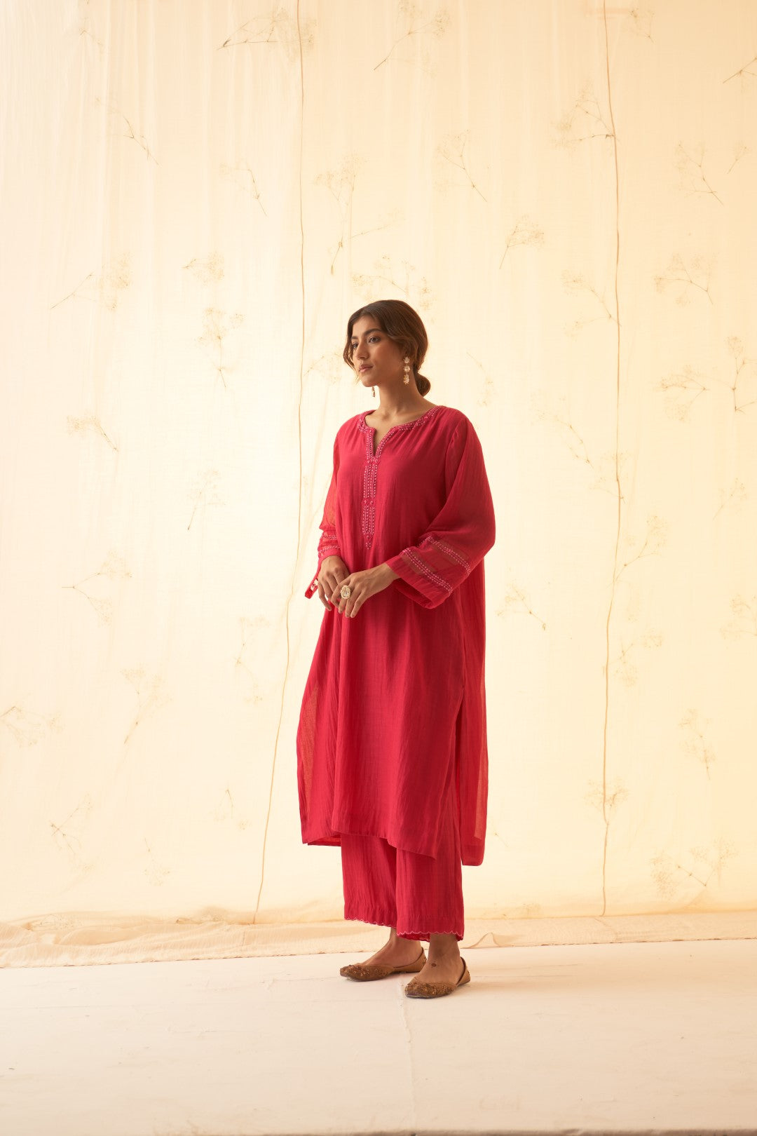 Fuchsia Embroidered Kurta Set