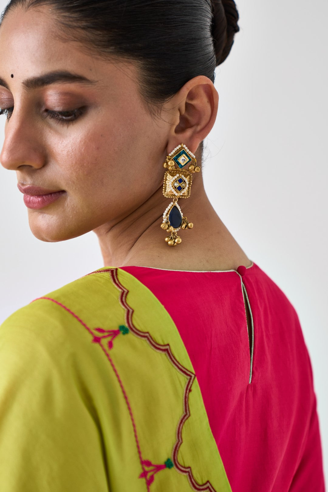 Fuchsia Silk Stitched Blouse (01 Pc.)