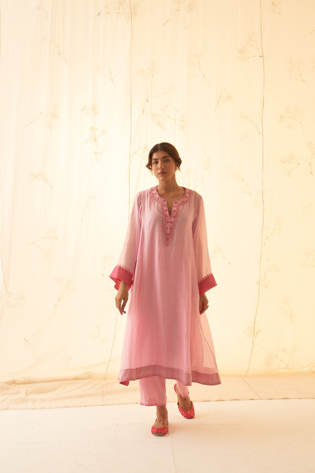 Pink Embroidered Kurta Set