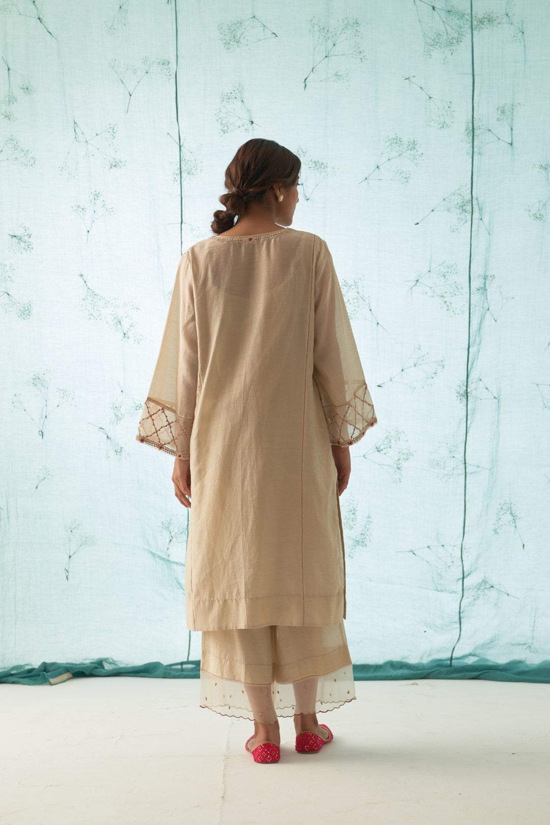 Beige Embroidered Kurta Set