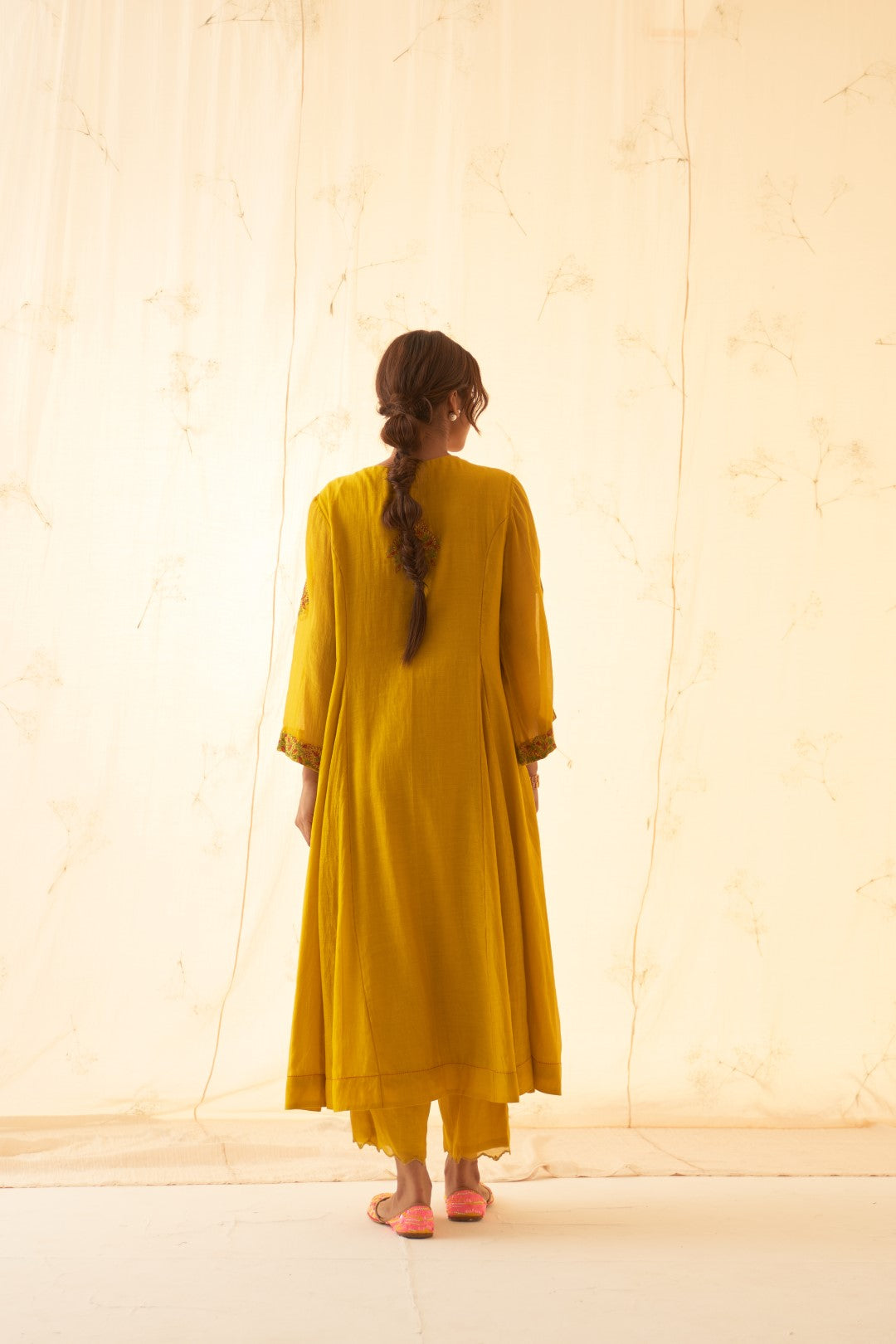 Yellow - Multicolour Embroidered Kurta Set