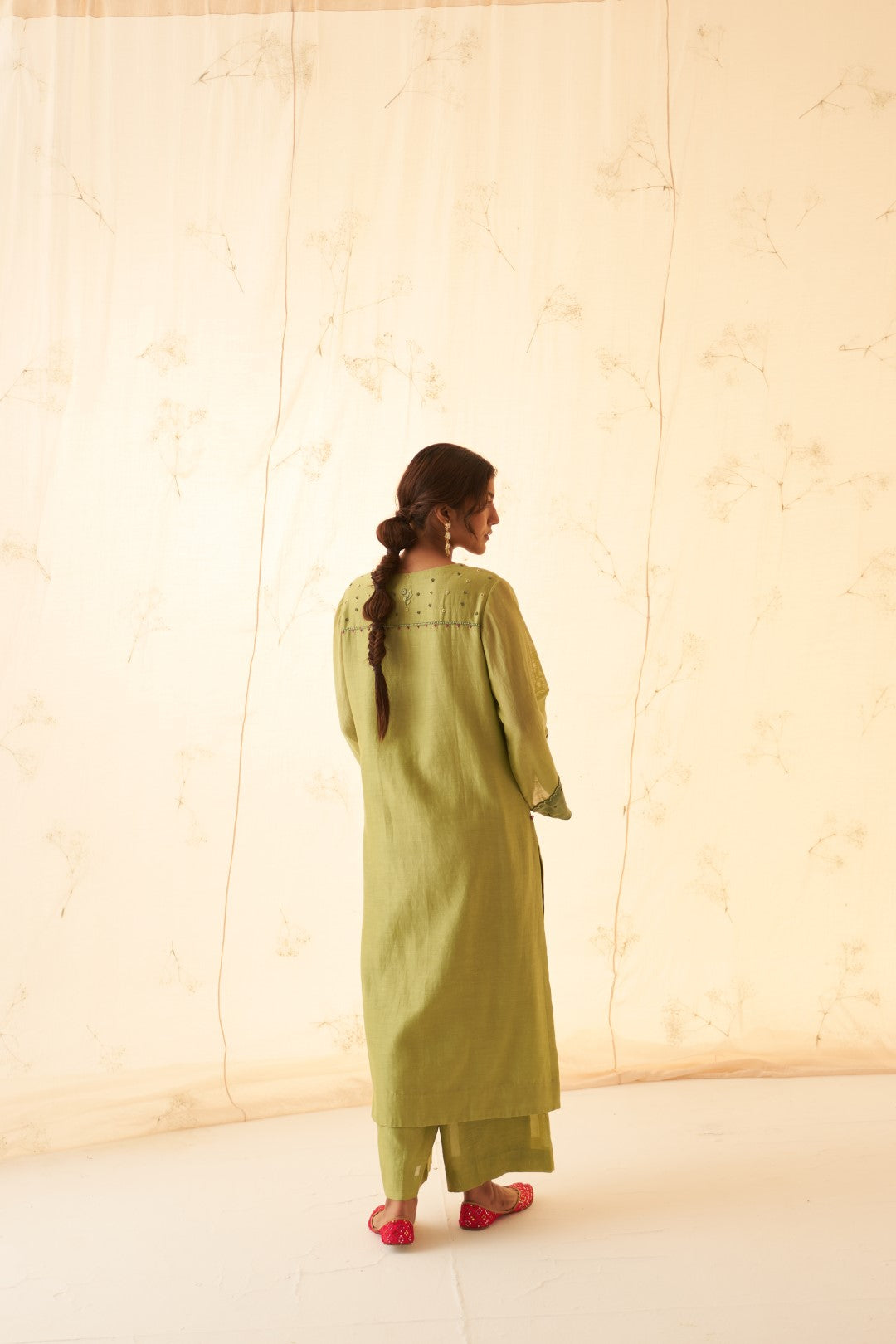 Green Embroidered Kurta Set