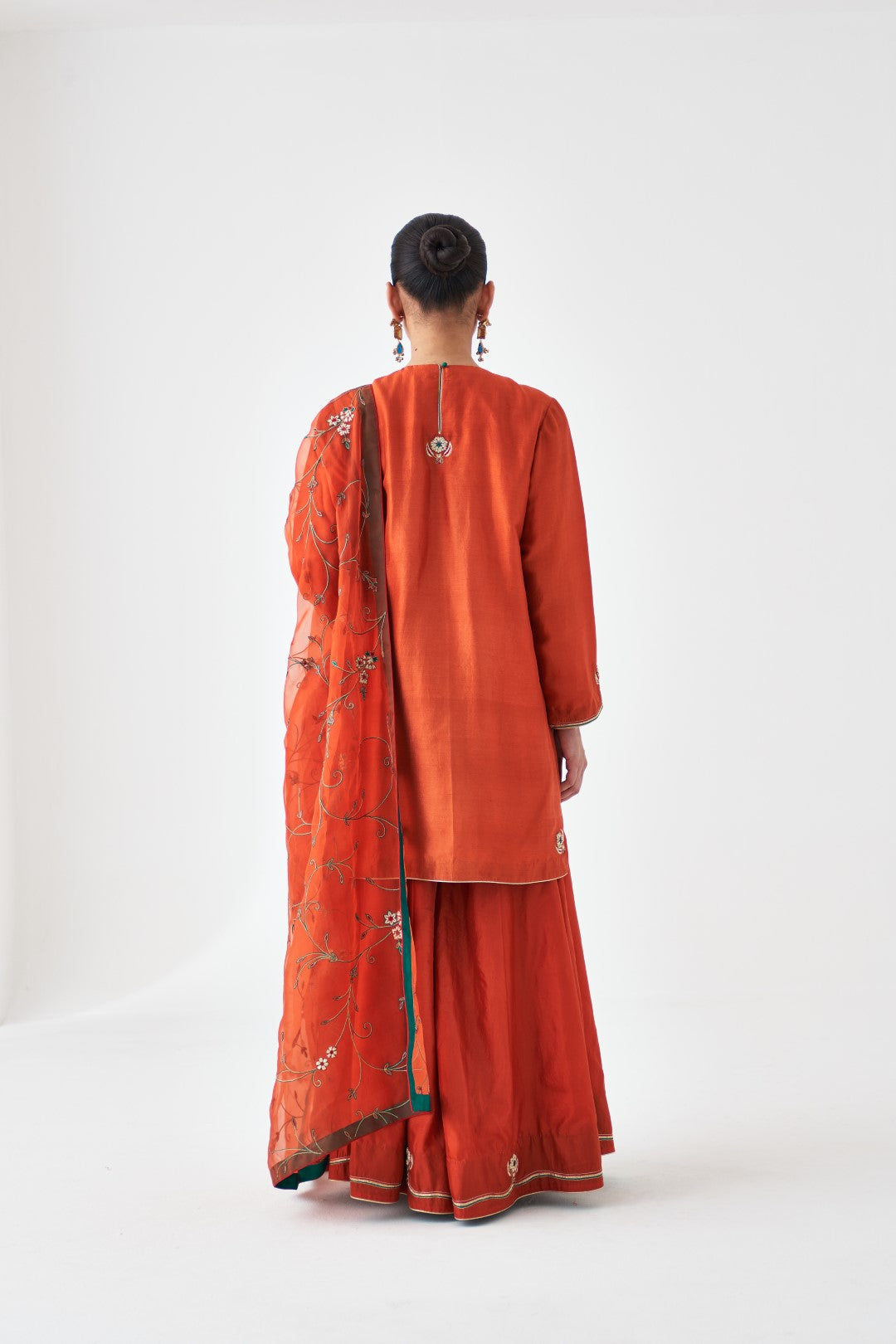 Rust Embroidered Organza Dupatta (01 Pc.)