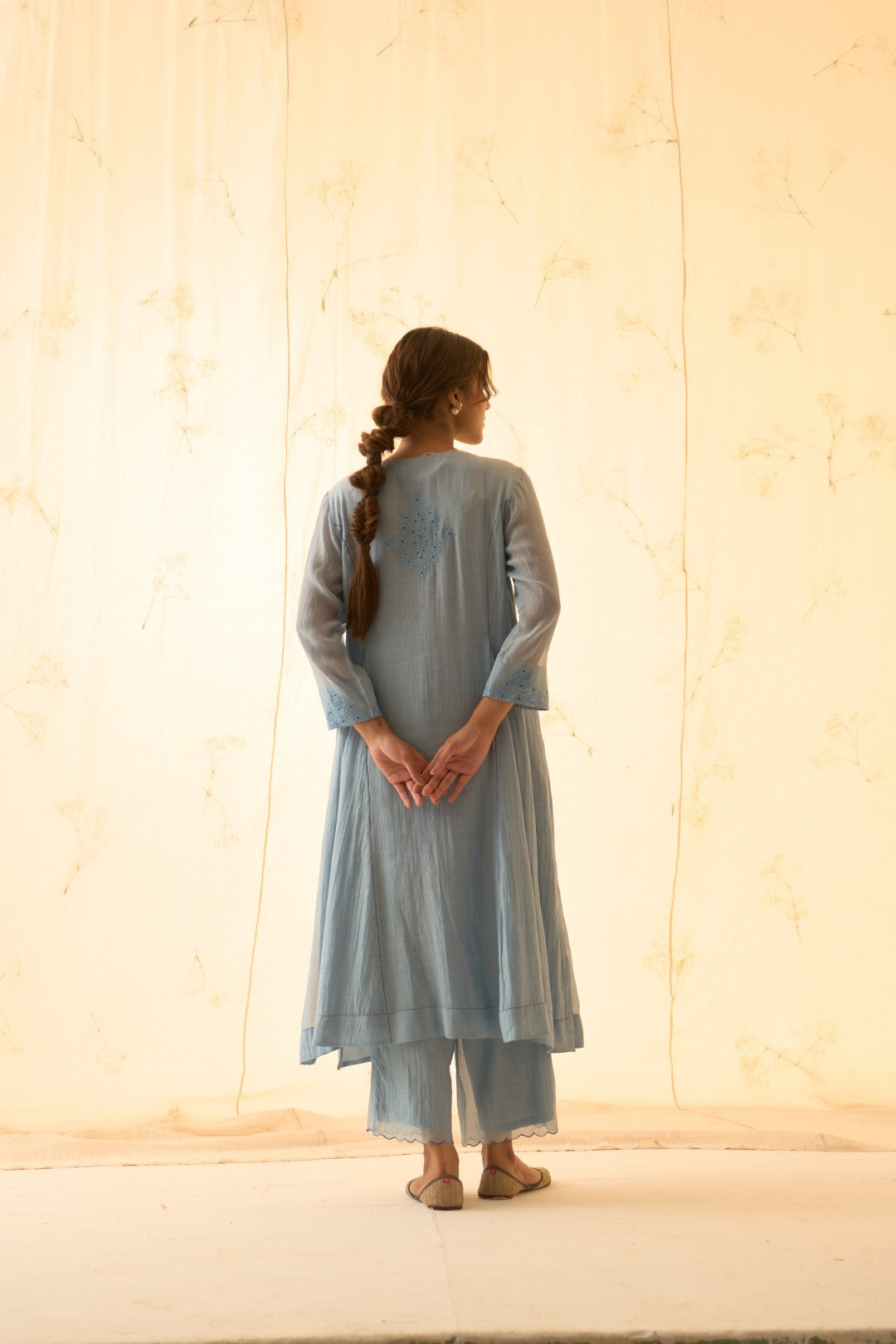 Ice Blue Embroidered Kurta Set