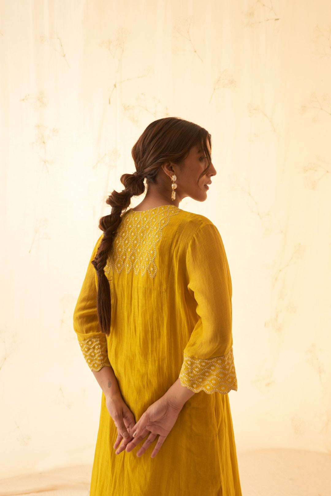Yellow With Tonal Embroidery Kurta Set
