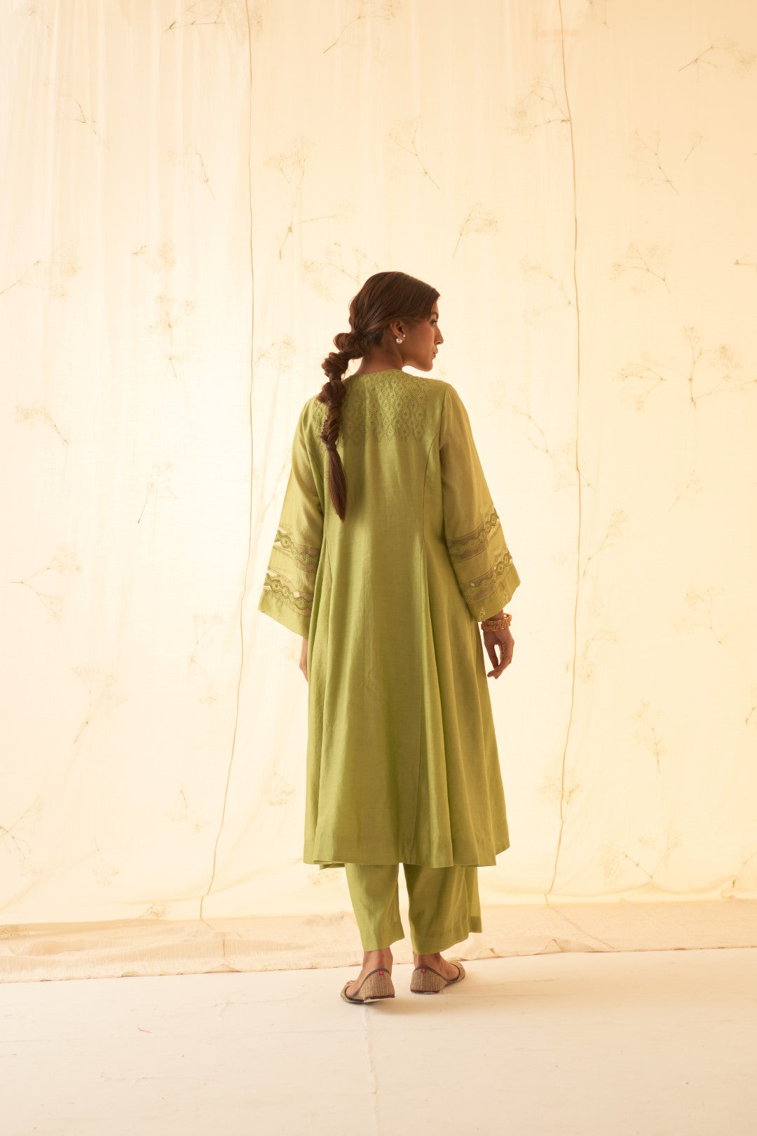 Lime Green Embroidered Kurta Set