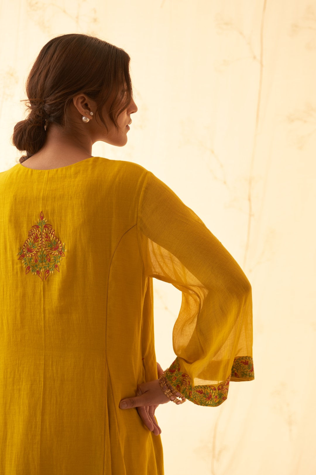Yellow - Multicolour Embroidered Kurta Set