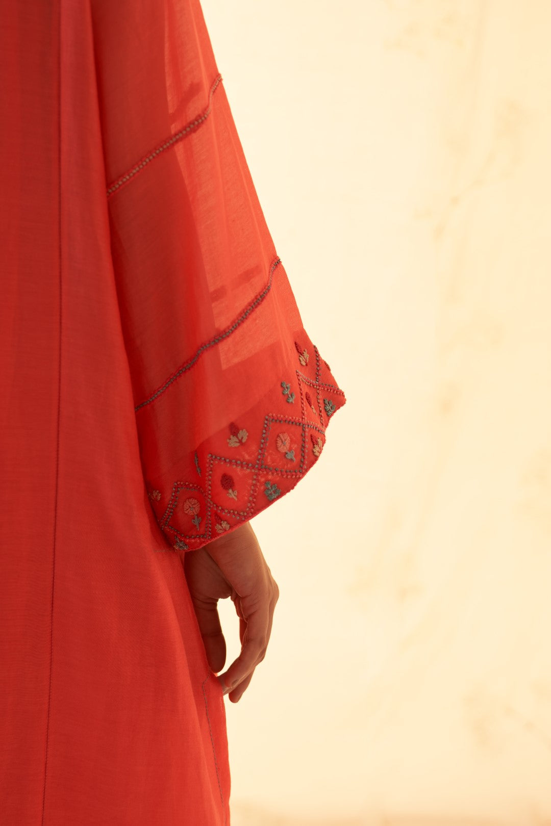Coral Embroidered Kurta Set