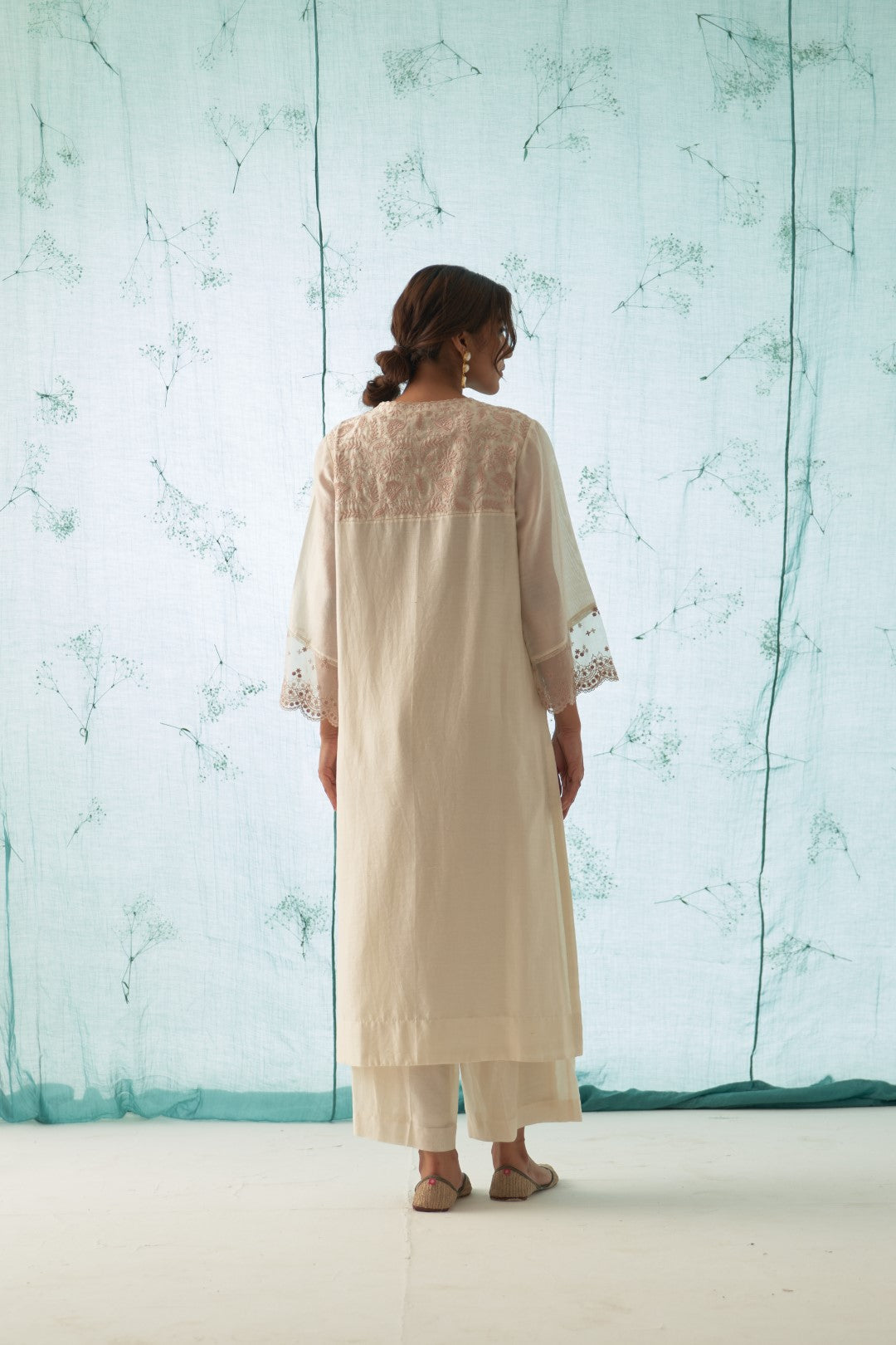 Ivory - Pink Embroidered Kurta Set