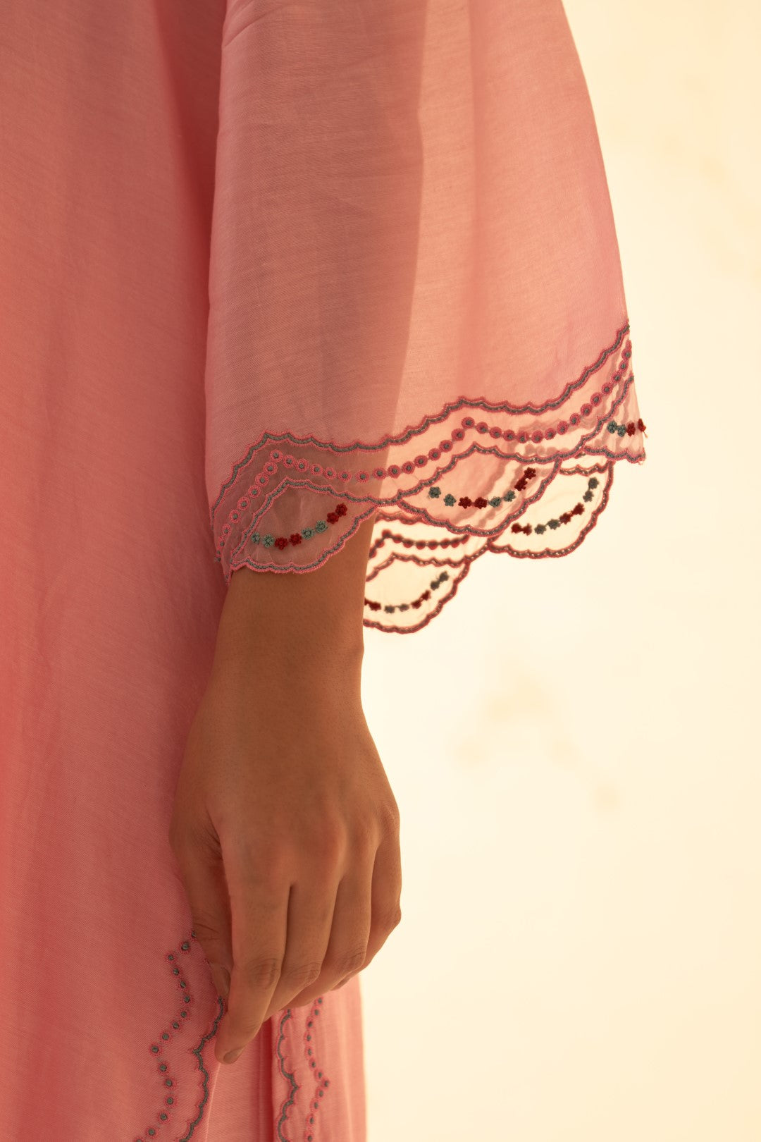 Pink Multi Thread Embroidered Kurta Set