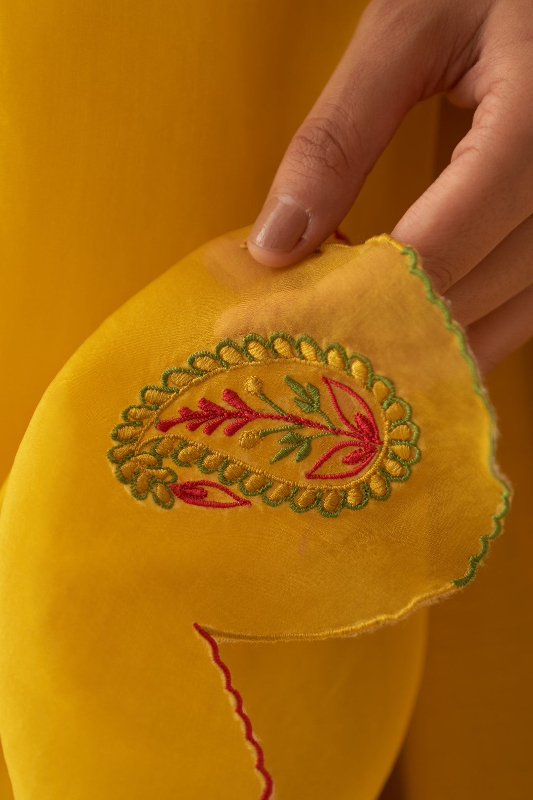 Yellow - Multicolour Embroidered Kurta Set