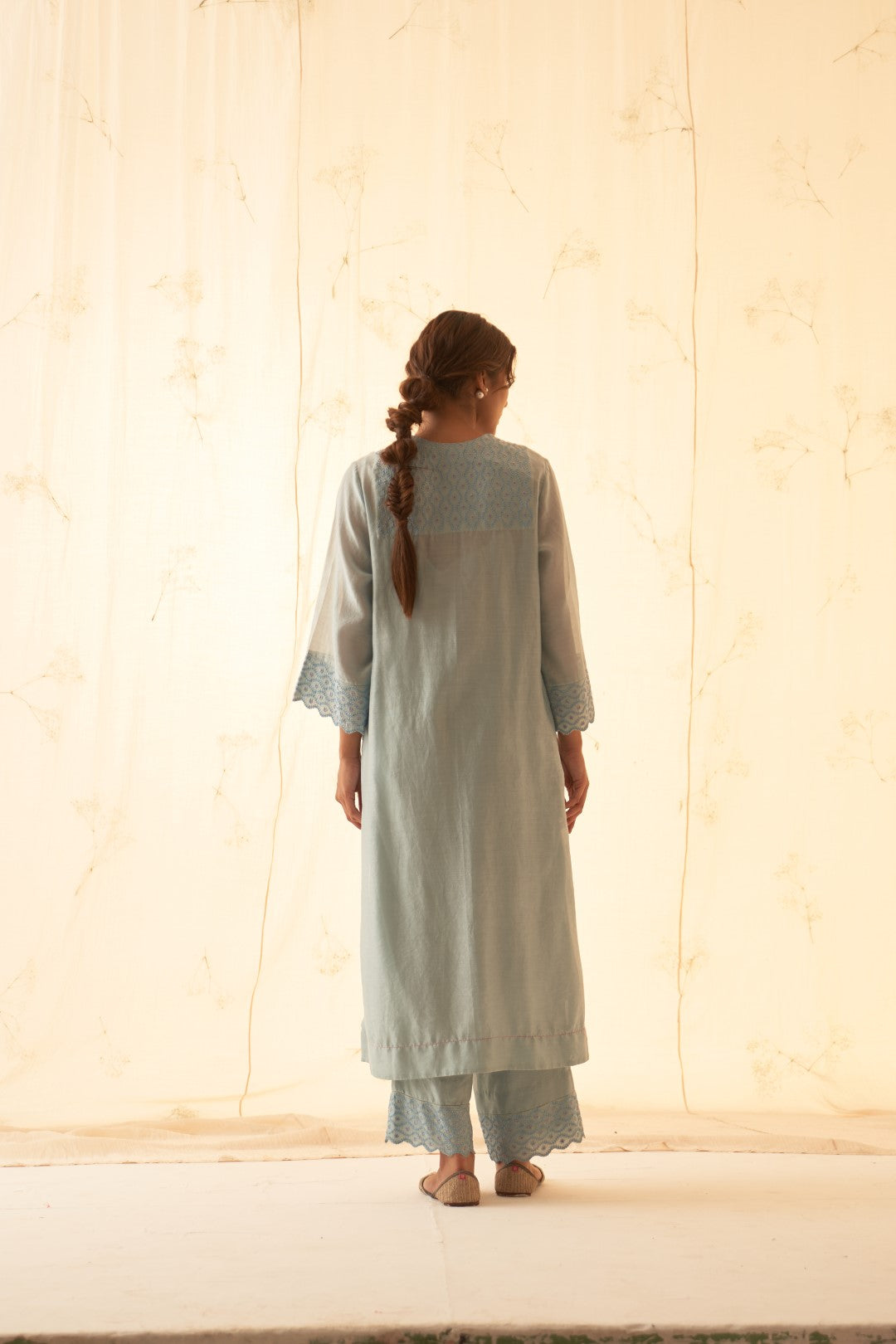 Ice Blue Chanderi Kurta Set