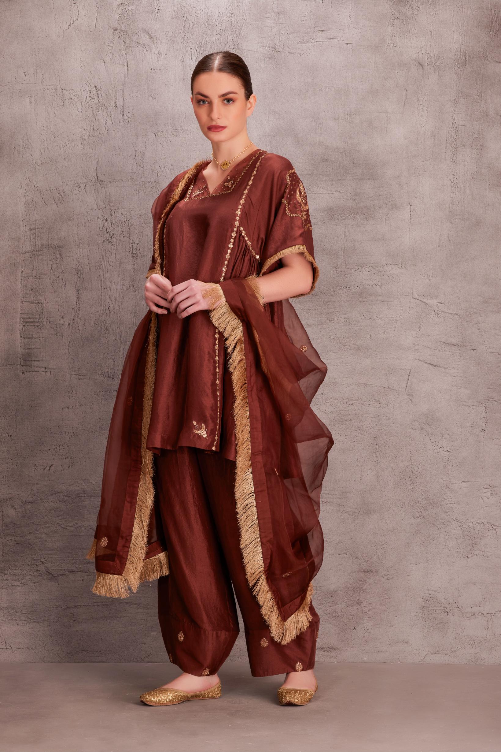 Brown Silk Kurta Set