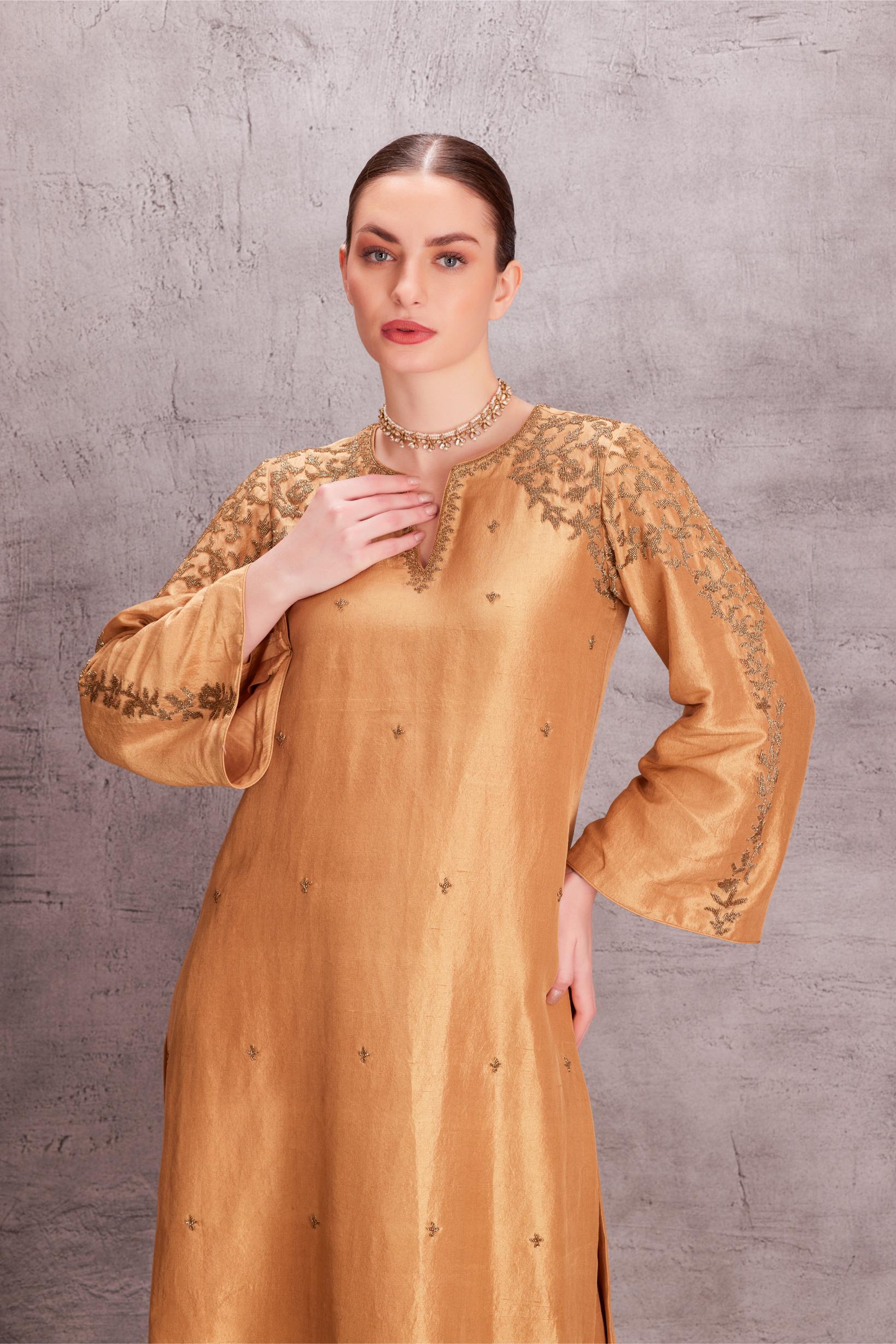 Golden Silk Kurta Set