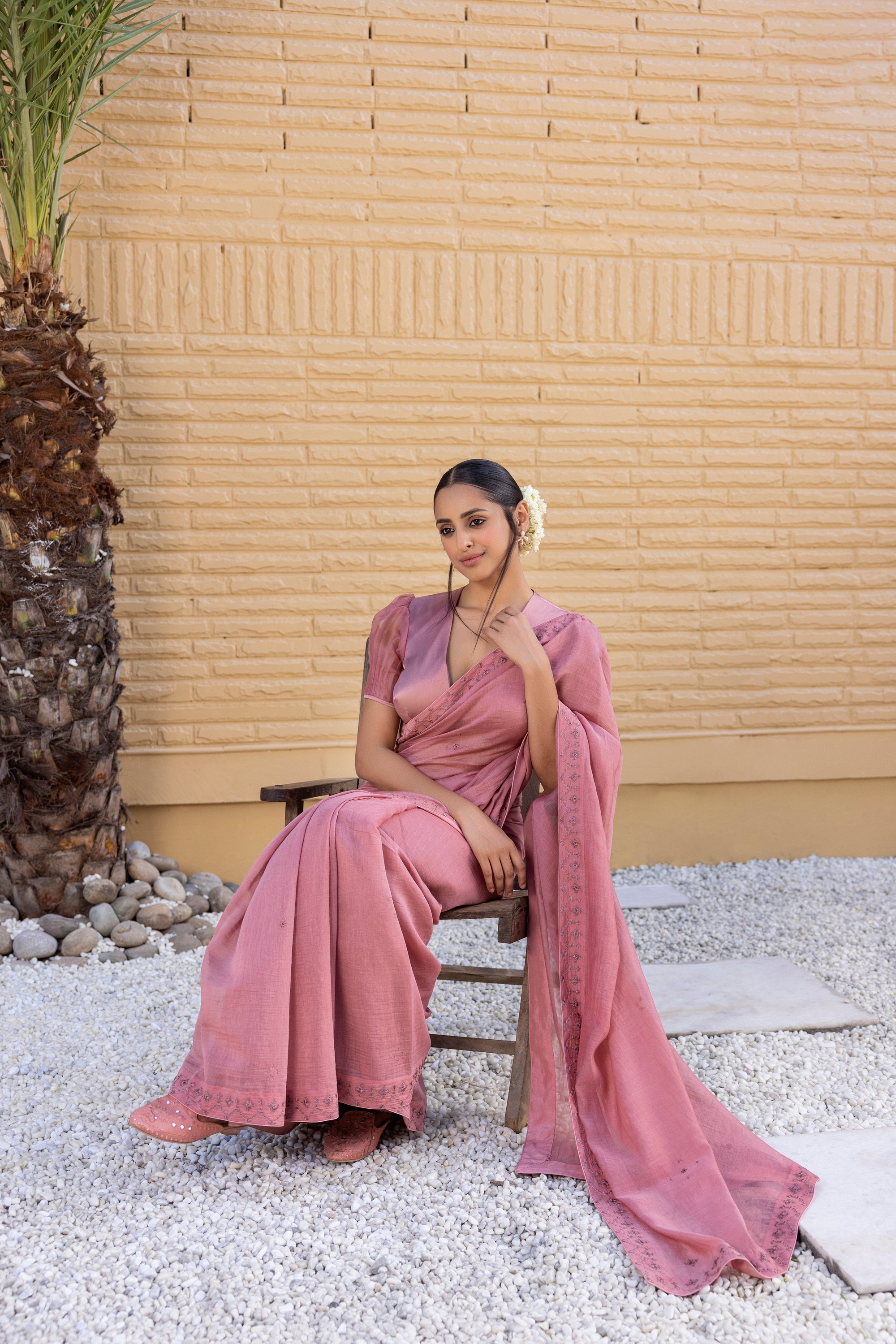 Pink Chanderi Silk Saree