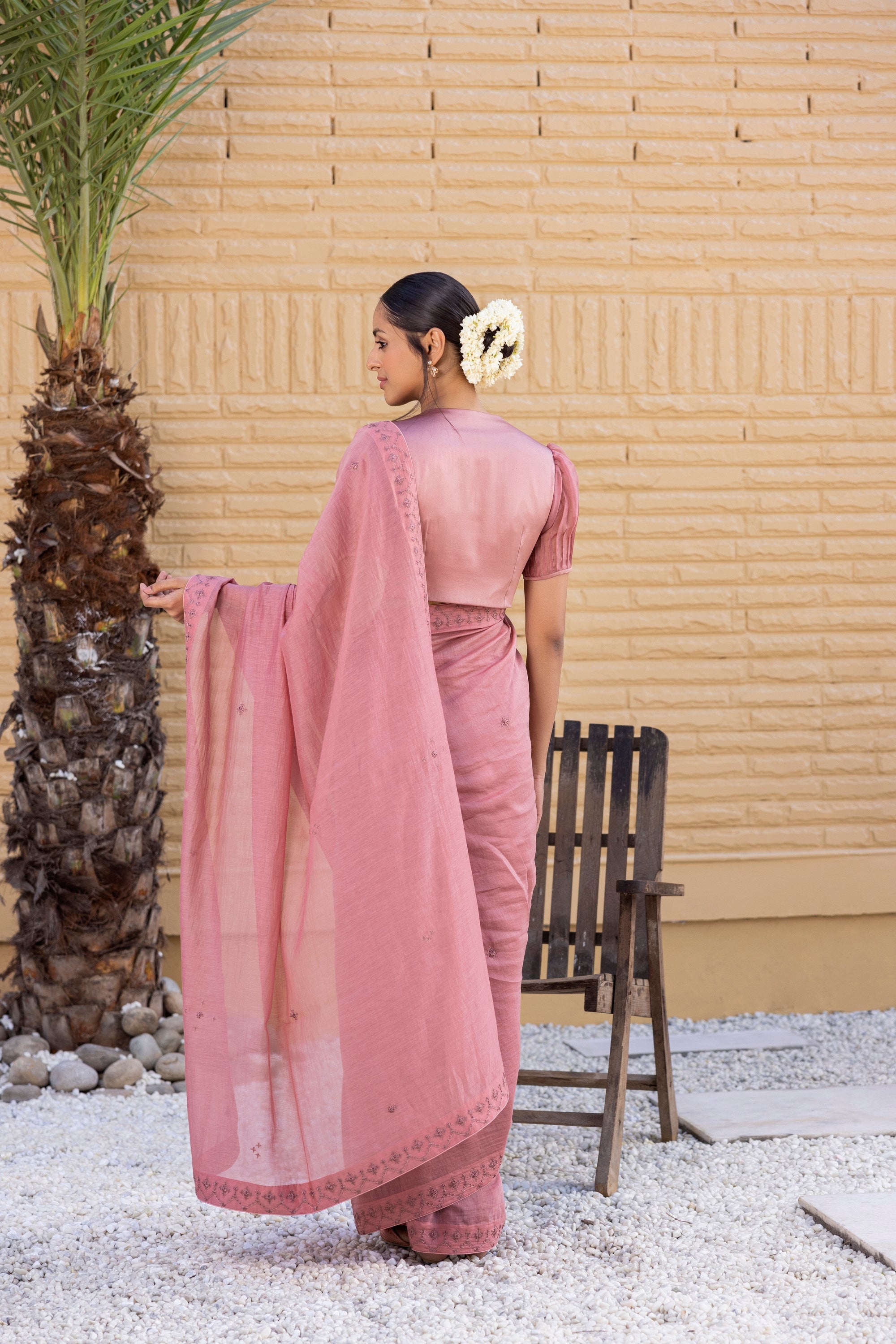 Pink Chanderi Silk Saree