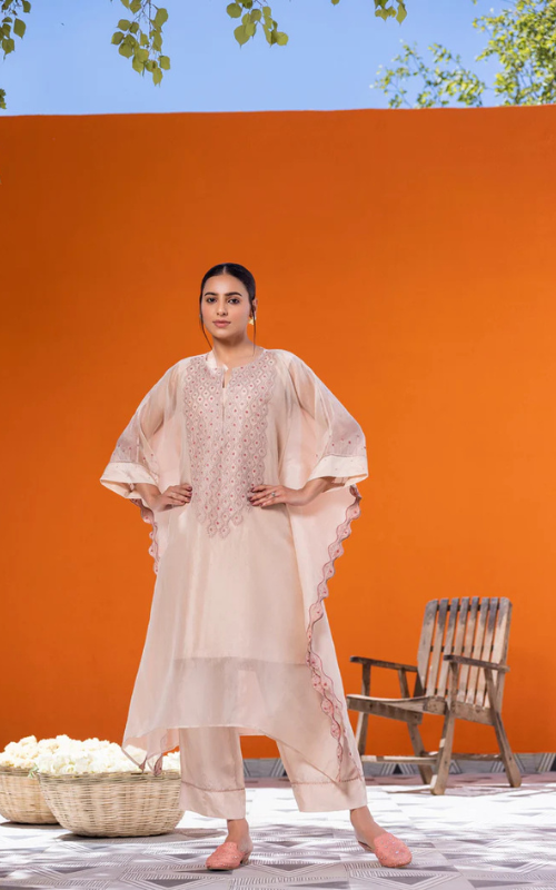 Rose gold kurta set women  kaftan rose gold