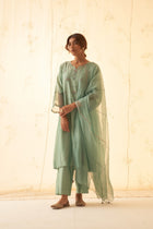 Aqua Floral Motiff Embroidered Kurta Set
