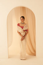 Ivory organza bullion & elegant resham jaal work saree