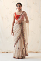 Champagne Gold Organza Saree with blouse fabric