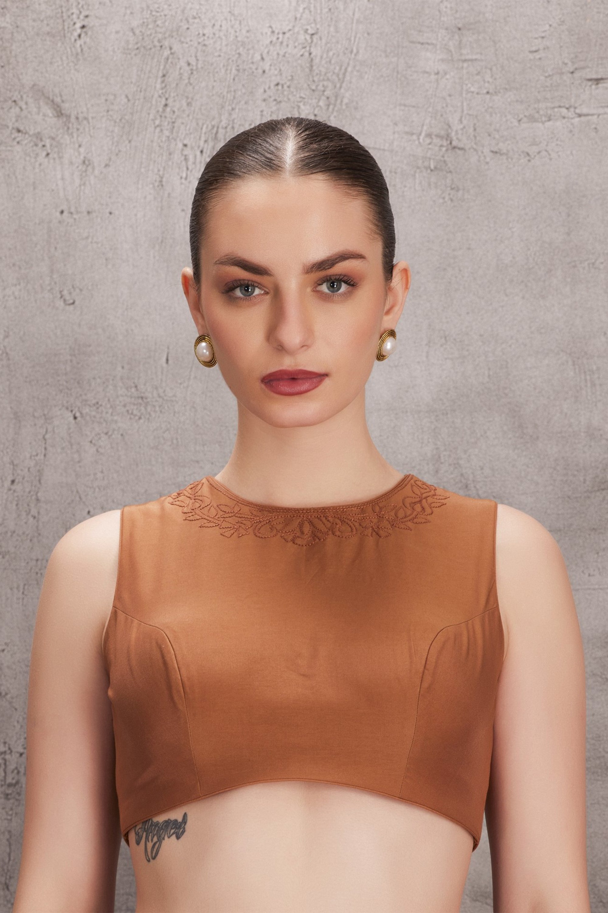 Brown Cotton Silk  Blouse (JB-032)