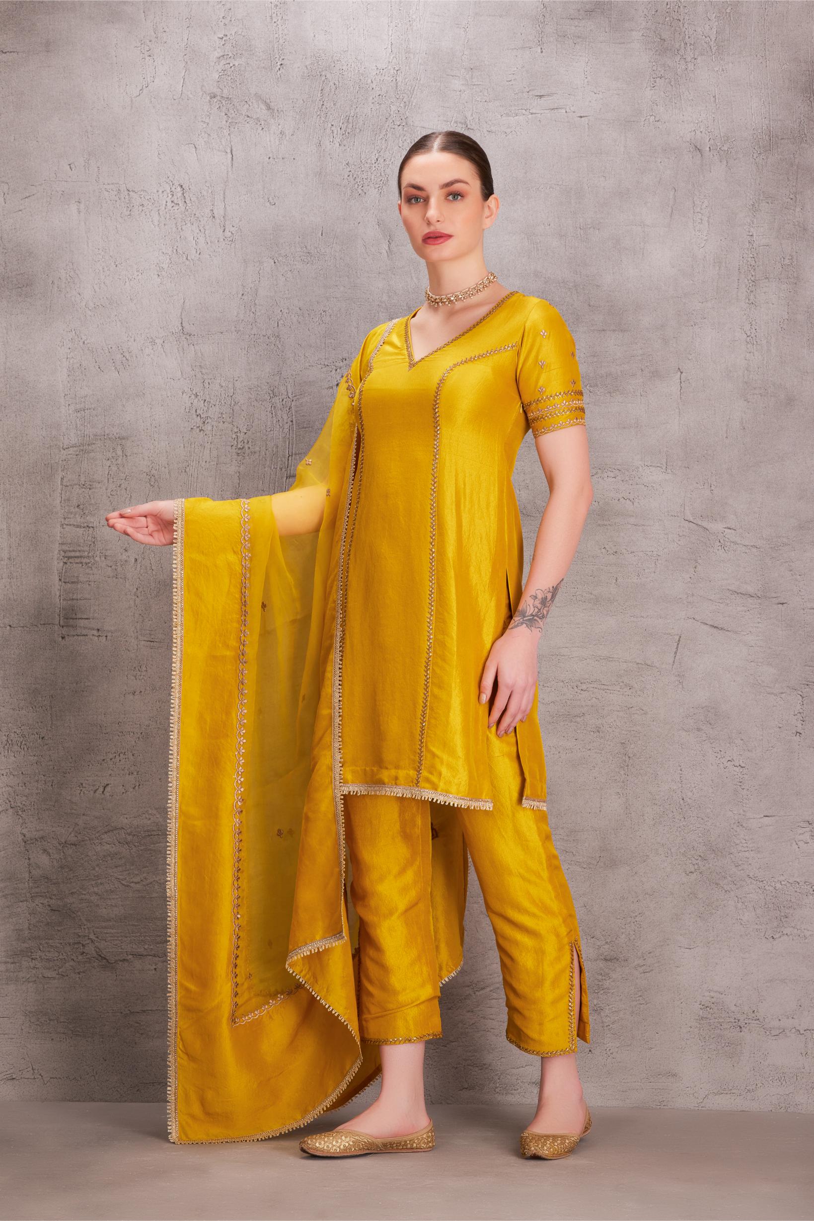 Yellow Silk Kurta Set (JKK-006)