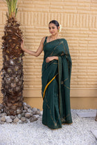 Emerald Green Chanderi Saree Comes With plain Chanderi Blouse fabric
