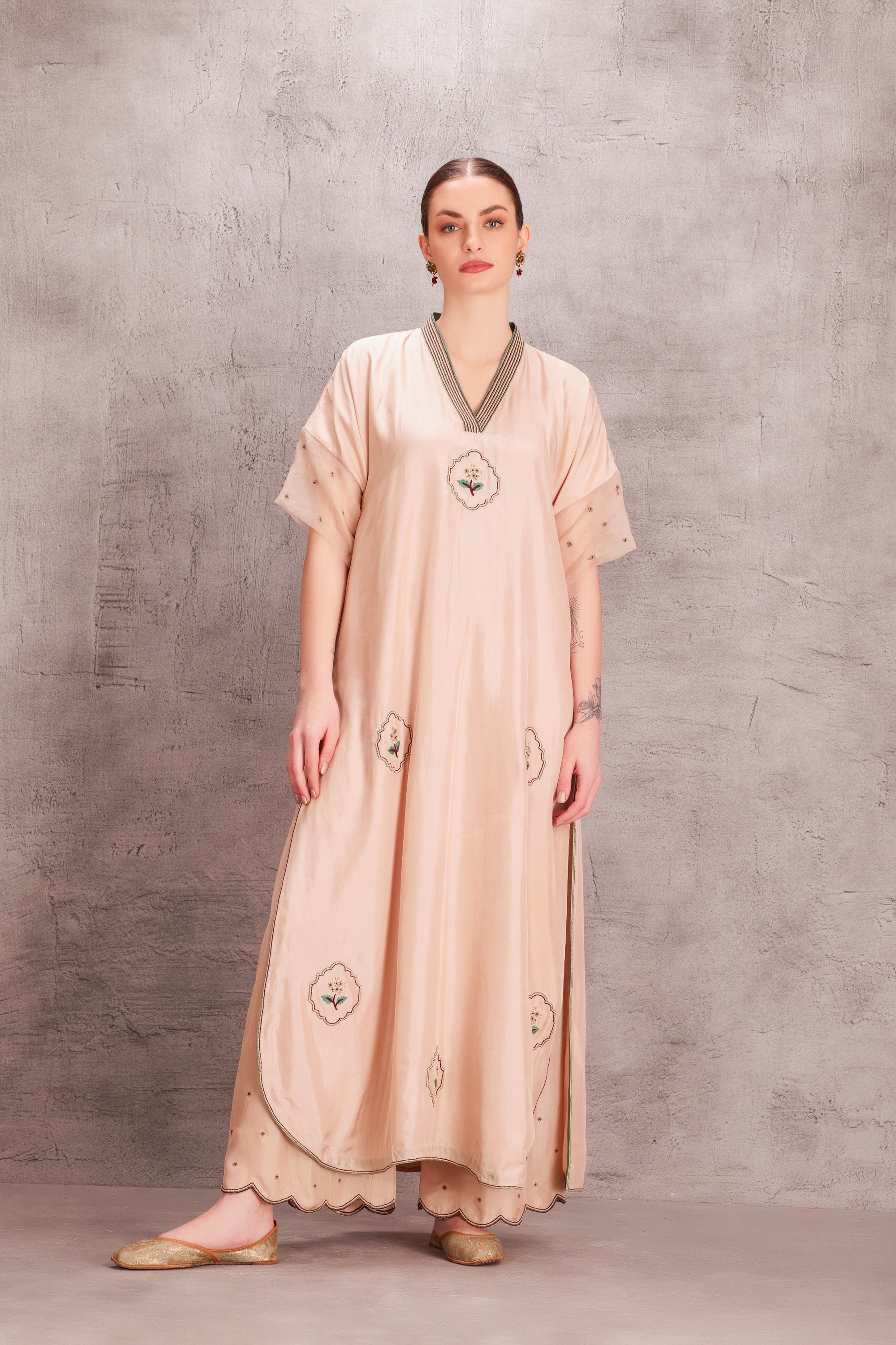 Beige Silk Pant